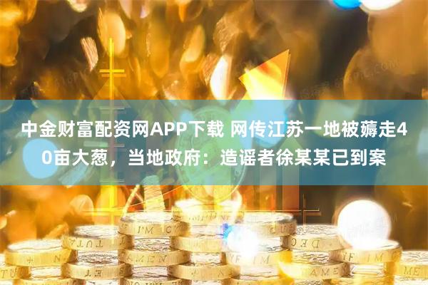 中金财富配资网APP下载 网传江苏一地被薅走40亩大葱，当地政府：造谣者徐某某已到案